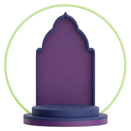 Mosque Door With Podium For Ramadan Celebration  3D Illustration