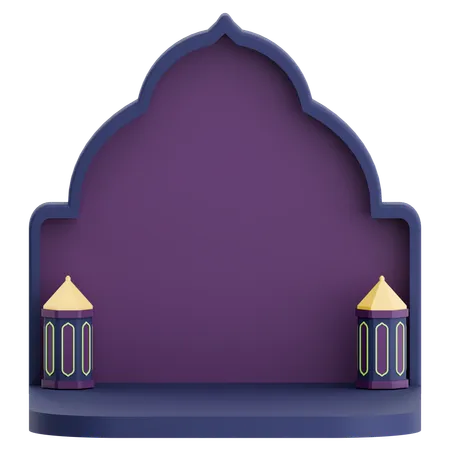 Mosque Door With Podium For Ramadan Celebration  3D Illustration