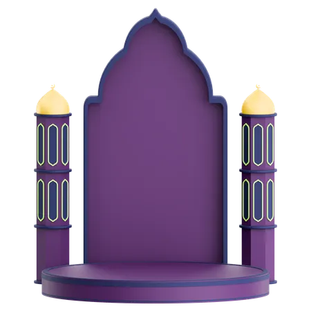 Mosque Door With Podium Ramadan Celebration  3D Icon