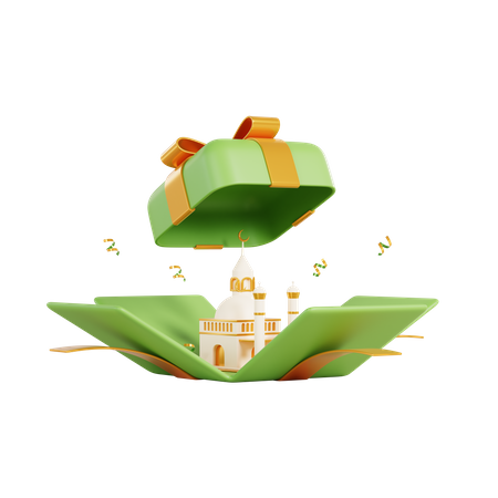Mosque gift box 3D Illustration