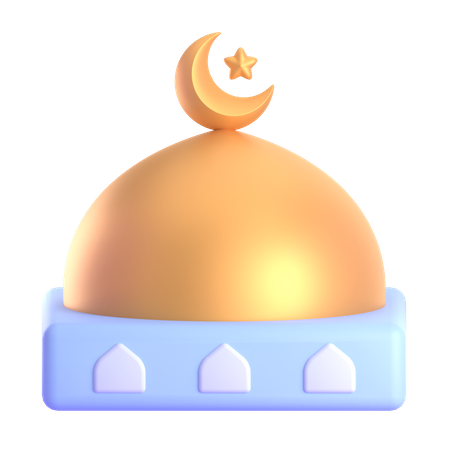 Mosque Golden Dome  3D Illustration