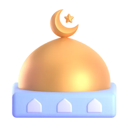 Mosque Golden Dome  3D Illustration
