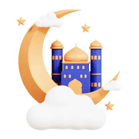 Mosque On Moon  3D Icon