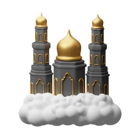 Mosque on the clouds  3D Icon