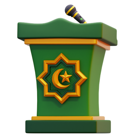 Mosque Podium With Islamic Symbol  3D Icon