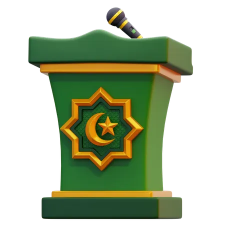 Mosque Podium With Islamic Symbol  3D Icon