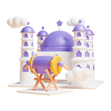 Mosque With Bedug  3D Icon