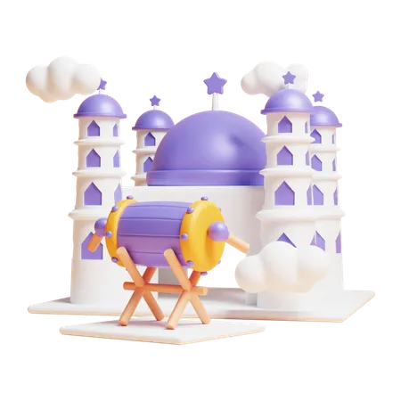 Mosque With Bedug  3D Icon
