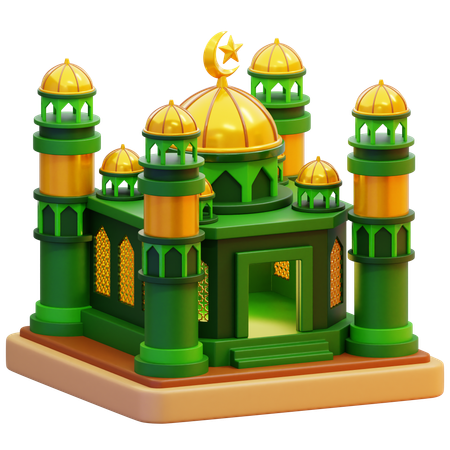Mosque With Domes  3D Icon