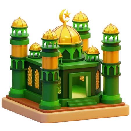 Mosque With Domes  3D Icon