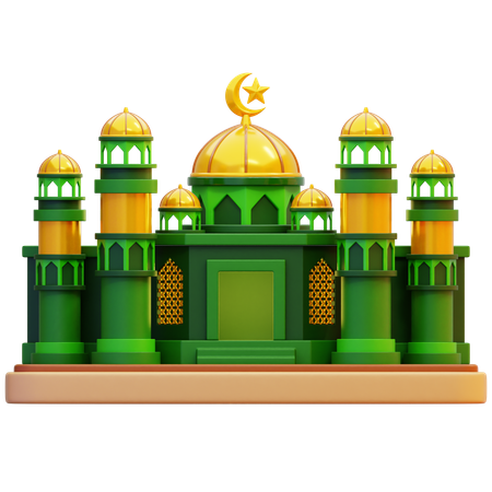 Mosque With Domes  3D Icon