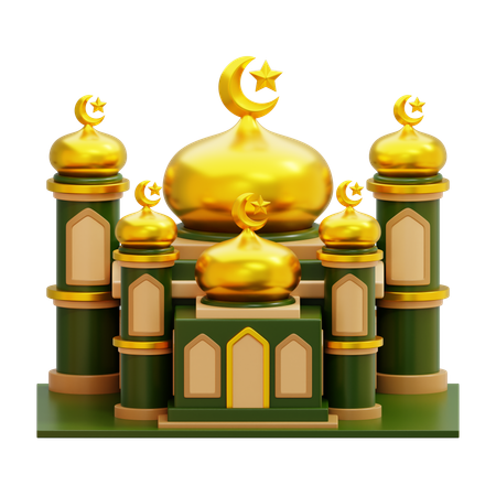 Mosque With Golden Domes  3D Icon