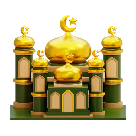 Mosque With Golden Domes  3D Icon