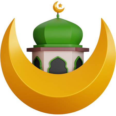 Mosque With Moon  3D Icon