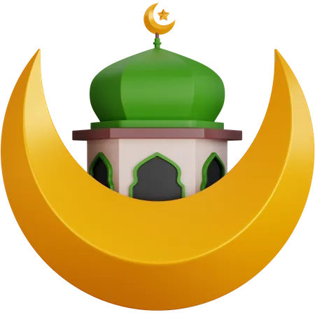 Mosque With Moon  3D Icon