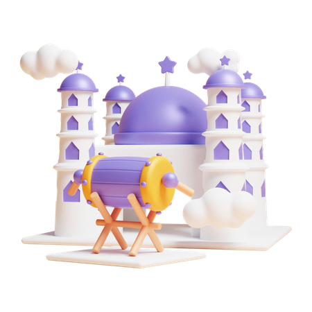 Mosquée avec bedug  3D Icon