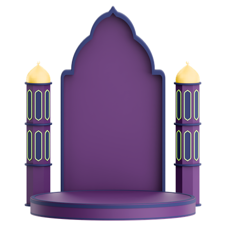 Porte de la mosquée avec podium pour la célébration du Ramadan  3D Icon