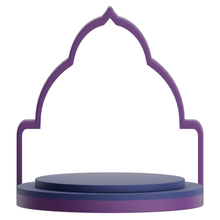 Porte de la mosquée avec podium pour la célébration du Ramadan  3D Illustration