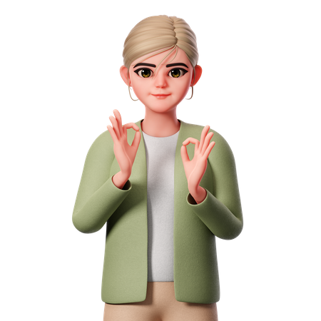 Mostrando um gesto de ok usando ambas as mãos  3D Illustration