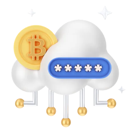 Mot de passe du cloud Bitcoin  3D Icon