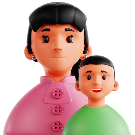 お母さんと子供  3D Icon