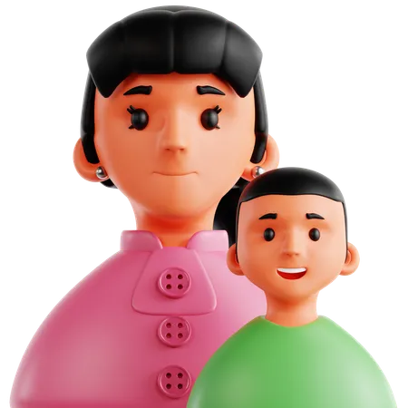 お母さんと子供  3D Icon