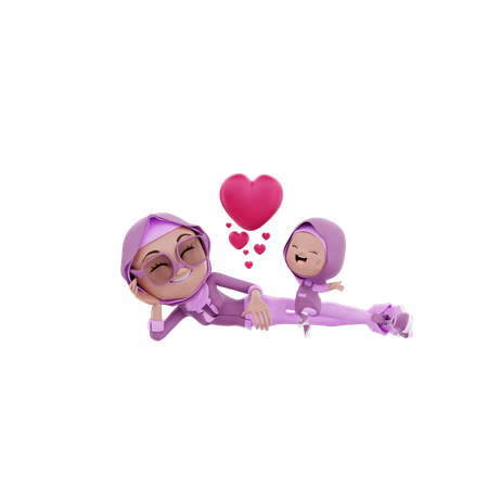 Mother and child spending time together  3D Illustration