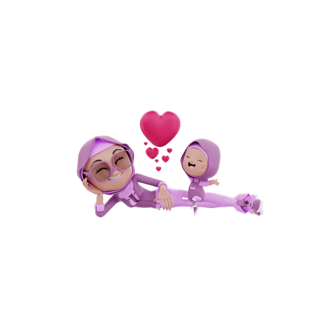 Mother and child spending time together 3D Illustration