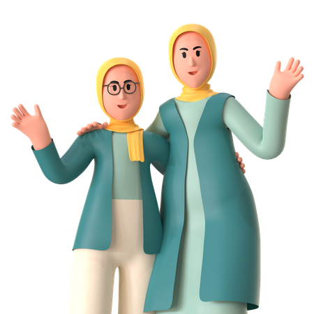 Mother and daughter  3D Illustration
