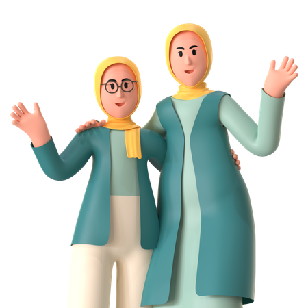 Mother and daughter  3D Illustration