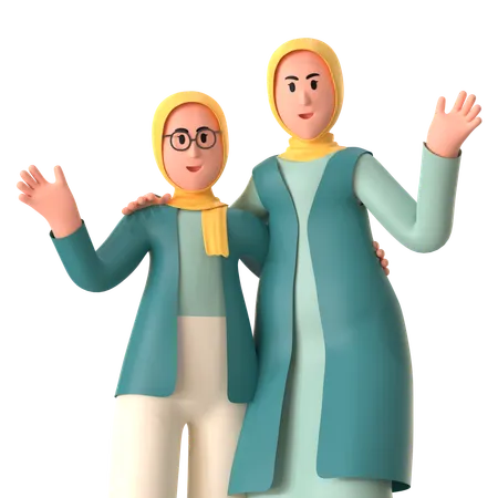 Mother and daughter  3D Illustration