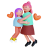 mother and daughter 3d illustration