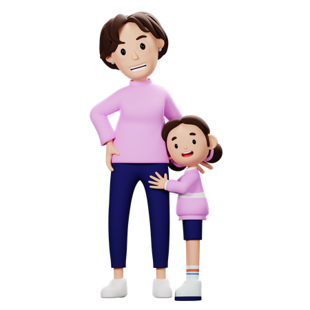 Mother And Soon Doing Hug  3D Illustration