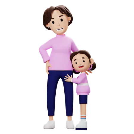 Mother And Soon Doing Hug  3D Illustration