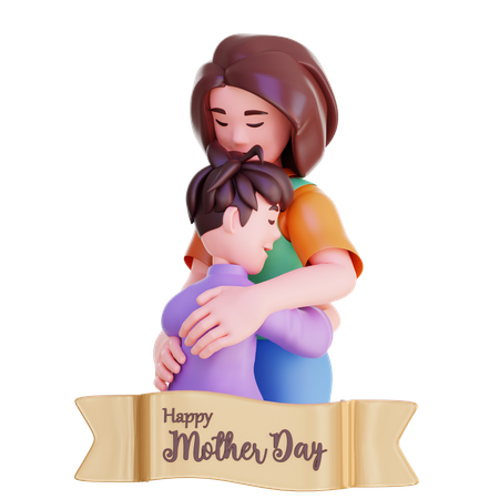 Mother Hugging Son  3D Icon