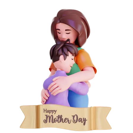 Mother Hugging Son  3D Icon