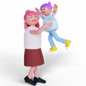 mom with son 3d illustration