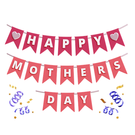 Mothers Day Decorative Flag  3D Icon