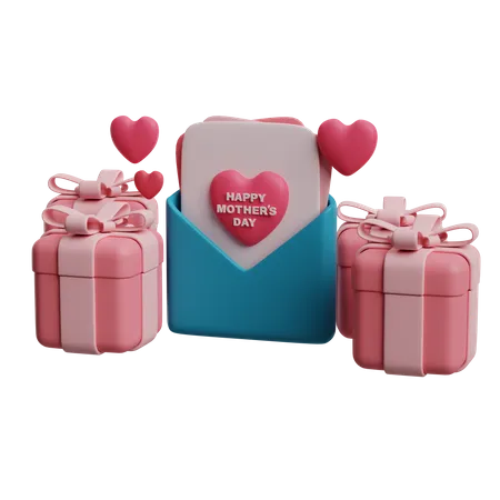 Mothers Day Letter And Gifts  3D Icon