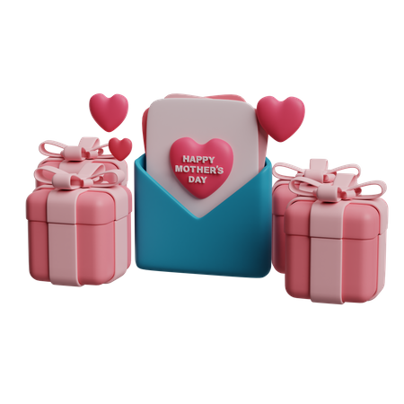 Mothers Day Letter And Gifts  3D Icon