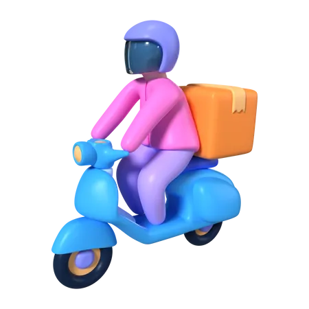 This Is Motorcycle Courier 3 D Render Illustration Icon High Resolution Png File Isolated On Transparent Background Available 3 D Model File Format BLEND OBJ FBX And GLTF 3D Icon