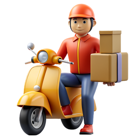 Motorcycle delivery man  3D Icon