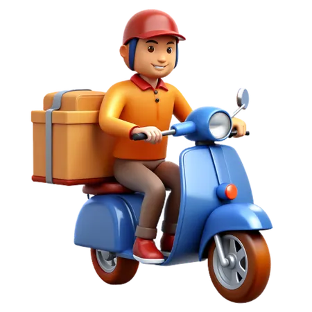 Motorcycle delivery man  3D Icon