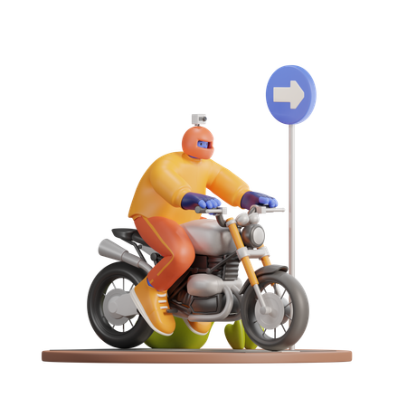 Blogueur de moto  3D Illustration