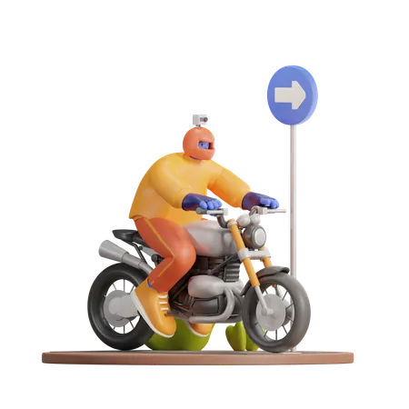 Blogueur de moto  3D Illustration