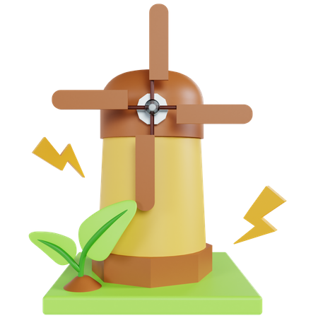Moulin à vent électrique  3D Illustration