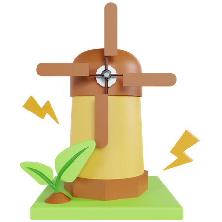 Moulin à vent électrique  3D Illustration
