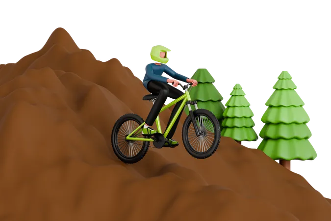 Mountain Bike 3 D Illustration Man Mountain Biking 3 D Illustration 3D Illustration