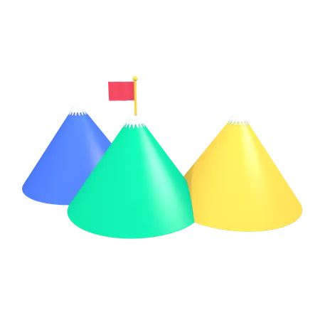 3 D Mountain Set Icon Concept 3D Illustration