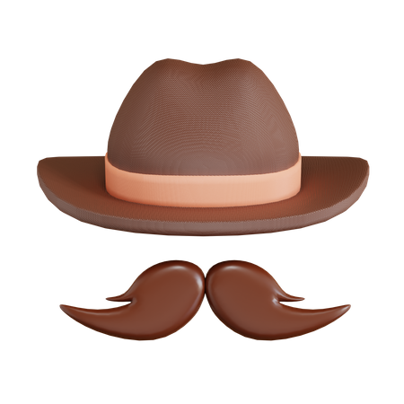 Moustache avec chapeau  3D Icon